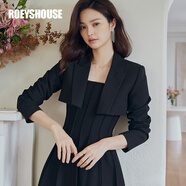 ROEYSHOUSE羅衣知性OL黑色超短款外套春裝新款通勤修身職業(yè)小西裝07037 黑色 XL