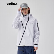 古由卡（GUUKA）潮流機(jī)能風(fēng)進(jìn)藏風(fēng)衣男秋 山系戶外防水登山?jīng)_鋒上衣服寬松易穿搭 淺灰色G60315 L