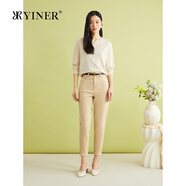 音兒（YINER）女裝春季TT布紋法式優(yōu)雅米白色套頭毛針織衫 米白 L