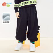 貝貝怡童裝男童褲子休閑褲春秋2022新品寶寶長(cháng)褲保暖加絨運動(dòng)褲 黑色 90 （建議15月-2歲）