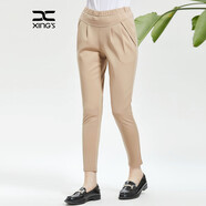 邢氏女裝女士休閑款女加絨多色小腳褲長(cháng)褲松緊腰褲子 米色-加薄絨 48 (170/90B)
