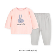 衣拉拉春秋款0-2歲男童女童長袖套裝嬰幼兒家居服寶寶睡衣小孩打底衣服 hello兔兔淺粉-女 100