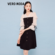 VEROMODA新款公主風(fēng)V領(lǐng)雪紡泡泡袖拼接連衣裙 S59黑色-追單5 M 165/84A