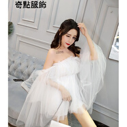 高端輕奢很仙的上衣性感超仙夏季一字肩露肩抹胸網(wǎng)紗甜美喇叭袖仙女雪紡衫（定制） 白色 均碼