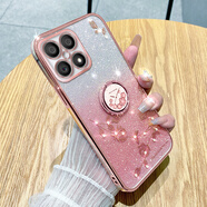 羅璐鷗OPPO A72手機(jī)殼女款軟殼硅膠殼oppoa72外殼支架全包防摔保護(hù)套女士水鉆花朵漸變閃粉電鍍保護(hù)殼 【漸變玫瑰金】+指環(huán)支架+全屏鋼化膜 OPPO A72
