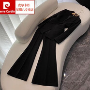 皮爾卡丹（pierre cardin）歐美明星款職業(yè)裝時尚一?？鄄伎畚餮b+喇叭褲套裝女西服兩件套 黑色 L 105-115斤