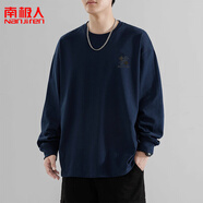 南極人（Nanjiren）創(chuàng)意文字設(shè)計(jì)感潮流大碼寬松休閑收口袖口長(zhǎng)袖T恤男