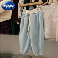 迪士尼（Disney）女童加絨加厚褲子韓版2023冬天兒童衛(wèi)褲加絨一體絨保暖外穿長褲 藍色褲子加絨(足碼勿貪大) 90cm