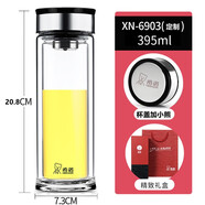 希諾（heenoor）希諾加厚雙層隔熱玻璃杯便攜耐熱水杯男大容量高檔泡茶杯子 XN-6903小熊杯蓋395ML