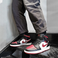 耐克（NIKE）男子 Air Jordan aj1 mid復(fù)古中幫防滑黑紅腳趾籃球鞋運(yùn)動(dòng)休閑鞋 554724-066黑紅腳趾 43