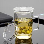 76水杯泡茶杯耐熱高硼硅玻璃杯辦公室茶水分離杯帶蓋綠茶杯 450ml（含內膽） 450ml 1只