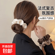 【法式優(yōu)雅】緞面大腸發(fā)圈女ins簡約復(fù)古頭繩氣質(zhì)扎頭發(fā)頭繩 米白+淺咖+深咖 3件套