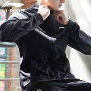 李寧連帽外套男上衣春秋季新款寬松大碼拉鏈針織開衫長袖運(yùn)動(dòng)服男衛(wèi)衣 經(jīng)典黑(大容量口袋) 3XL