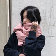 目丸圍巾女2025秋冬季加厚保暖韓版學(xué)生百搭長(cháng)款純色針織毛線(xiàn)圍脖披肩 皮粉(220*60)