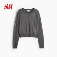 H&M女裝毛針織衫夏季慵懶風休閑打底衫短款開衫內搭外套0579541 混灰色167 S 160/88