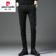 皮爾卡丹（pierre cardin）男土休閑褲搭配高幫配馬丁靴子風(fēng)衣大衣的薄款褲子春季韓版潮流 黑色 31