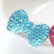 兒童寶寶女童小公主首飾獎品禮品玩具水晶水鉆寶石閃亮可調節戒指 藍色蝴蝶結滿(mǎn)天星