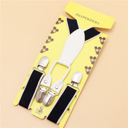 緹彩娜創(chuàng  )意兒童防掉背帶夾可調節幼兒男童女童吊帶雙肩松緊褲帶防滑褲夾 2.5cm寬/黑色白邊四夾