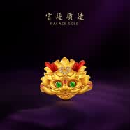 宮廷質造麒麟黃金戒指足金男女新款戒指紅寶石祖母綠鉆石指環定制生日禮物 現貨 10圈口