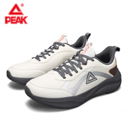 匹克（PEAK）輕逸跑鞋輕彈防風(fēng)拒水休閑跑鞋革面跑步鞋男減震回彈運(yùn)動(dòng)鞋男女鞋 帆布白色/深灰（男款） 39