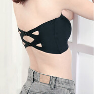 倫洛弗抹胸無(wú)肩帶裹胸式美背內衣女打底上衣露肩防滑露背胸罩【1件】 黑色