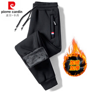 皮爾卡丹休閑褲男春秋季棉質(zhì)針織加絨加厚運(yùn)動(dòng)直筒長(zhǎng)褲男生寬松大碼褲子 黑色束腳【加絨加】 厚款 3XL
