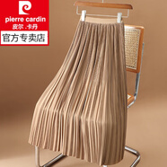 皮爾卡丹（pierre cardin）垂墜百褶裙半身裙女夏季2025新款松緊腰中長(zhǎng)款褶皺a字夏天新款新 卡其色 XL
