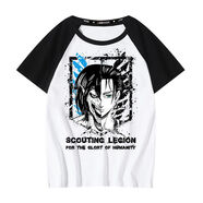 山森南獅自由之翼聯(lián)名短袖T恤男艾倫動(dòng)漫周邊二次元進(jìn)擊的巨人潮流ins衣服 擦肩黑-艾倫1 130