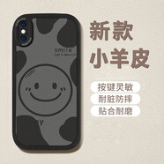 新亞魚(yú) 適用蘋(píng)果X手機(jī)殼iPhoneXsMax新款小羊皮男歐美風(fēng)情侶全包防摔保護(hù)套硅膠軟女卡通高級(jí)感 蘋(píng)果X/Xs 經(jīng)典黑-黑簡(jiǎn)約笑臉