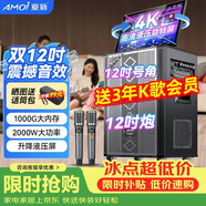 夏新（Amoi）家庭ktv音箱套裝抖音2026年新款家用戶外點唱機卡拉ok功放一體機廣場舞音響帶顯示屏動態(tài)譜 【升級】雙12吋+19吋屏+1000G（3年會員）