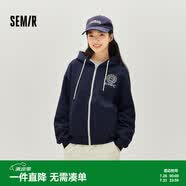 森馬（Semir）外套女春季連帽字母刺繡寬松落肩夾克分割學(xué)院風(fēng)上衣101125108002