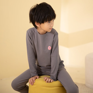 彩橋兒童純棉秋衣秋褲套裝男女中大童秋冬低圓領(lǐng)保暖內(nèi)衣A類棉毛衫冬 極致灰（雙面德絨） 男款 170cm 成人