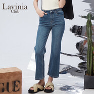 Lavinia Club拉維妮婭新款牛仔藍(lán)高腰直筒休閑煙管褲女顯瘦牛仔褲Y13K70B 牛仔藍(lán) 165/72A