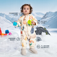 aqpa【95白鴨絨&三防】嬰幼兒帶帽連體服寶寶白鴨絨連帽保暖哈衣 森林搖滾樂 90cm