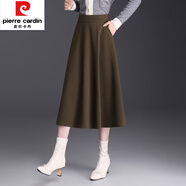 皮爾卡丹（pierre cardin）毛呢半身裙女秋冬裙子2025新款口袋a字裙中長款垂感大擺顯瘦冬裙 咖色 4XL 2尺5
