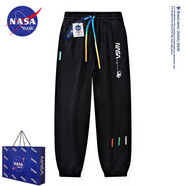 NASA BASE官方潮牌休閑褲男女款秋冬季青少年束腳大碼宇航員加絨長(zhǎng)褲子男 JYF-G63宇航員-黑色(春秋款) XL （140-160斤）