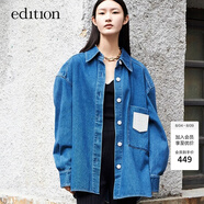 edition【熱賣補單】牛仔外套女春裝新款廓形寬松休閑復古藍色牛仔襯衫 牛仔藍色 S 160