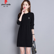 皮爾卡丹（pierre cardin）小個子打底秋天的連衣裙新款女春秋冬2025洋氣配外套內(nèi)搭毛衣裙顯 黑色 XL