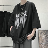 嘉曄（JIAYE）夏季短袖T恤胖加肥加大男裝特肥特大碼胖子衣服300斤半袖上衣潮 T938黑色 7XL 【建議210-240斤】