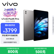 vivo Pad5 Pro 12GB+512GB 寒星灰 國家補貼 藍晶×天璣9400 13英寸原彩護眼屏 12050mAh 平板電腦