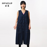 幻走（MOVEUP）2023秋季新款.FUN系列 繡花撞色線設(shè)計師純棉牛仔連體褲女 牛仔藍(lán) L