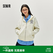 森馬（Semir）外套女春季連帽字母刺繡寬松落肩夾克分割學(xué)院風(fēng)上衣101125108002