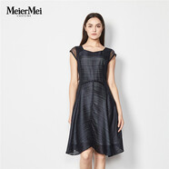 MeierMei玫而美時(shí)尚修身A擺拼接連衣裙中長(cháng)款夏季連身裙 T20 40