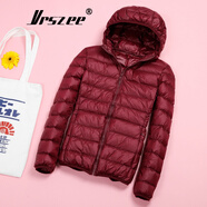 VRSZEE高端品牌輕薄羽絨服女短款連帽25秋冬季新款修身輕便韓版時(shí)尚外套 酒紅色【連帽】 XL