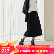 雲(yún)上生活【口袋工裝裙】松緊腰A字長款半身裙春秋通勤半裙Q8950X 月光黑 M