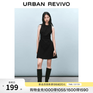 UR春季新款女摩登氣質(zhì)褶皺收腰顯瘦無袖連衣裙UYY750030 黑色 M