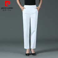 皮爾卡丹（pierre cardin）2025春夏新款純棉長褲高腰直筒彈力中年老年女褲松緊腰運(yùn)動休閑褲 白色 3XL :建議125-138斤