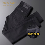 雷靂凱撒牛仔褲男款潮牌夏季薄款歐洲站彈力黑色修身小腳男士休閑長褲 8115冬季抓絨 加厚 34 (2尺7）