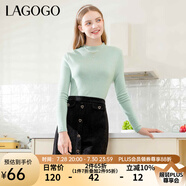 lagogo多巴胺多色修身軟糯針織衫女拉谷谷2024冬新款半高領(lǐng)打底衫 薄荷綠(L6) M 160/38