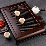 錦格黑檀木茶盤家用功夫茶具儲水式茶臺大號蓄水抽屜式茶托盤排水托盤 黑檀木雅致茶盤長53寬32.5高8cm